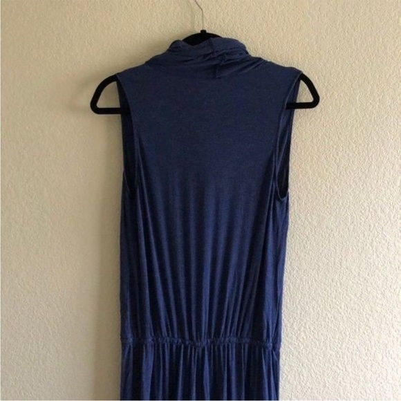 Max Studio Sleeveless Navy Blue Cowl Neck Jumpsuit Pockets L - Picture 7 of 7